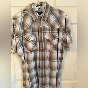 Men's Short-Sleeve Plaid Shirt - Brown/Gray